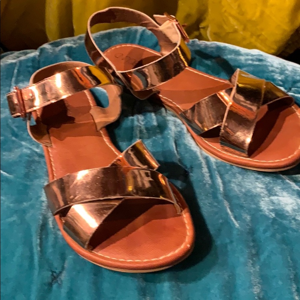 Gold Strappy Sandals Flats Sz 7.5 $19 Like new